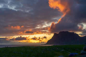 Mitternachtssonne auf den Lofoten, Norwegen