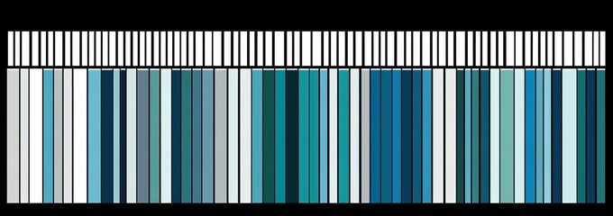 Horizontal bar chart of many shades of teal, blue, and gray