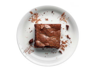 Delicious chocolate brownie isolated on transparent background, PNG