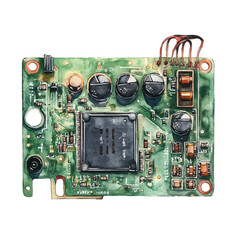 Fototapeta premium Circuit Board Technology, watercolor clipart vector, high quality, isolated on a white background.