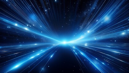 blue cosmic stream of stars and dust with bright light against a dark space background