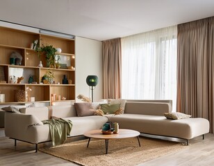 modern living room design with wall unit