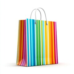 Colorful striped paper shopping bag with vibrant design featuring bold colors in a pattern suitable for various occasions
