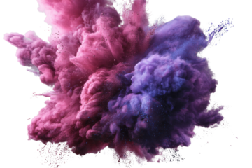 Explosive Colour Burst: A vibrant cloud of color explodes, revealing a beautiful blend of hues and forms, captivating viewers with its dynamic composition.