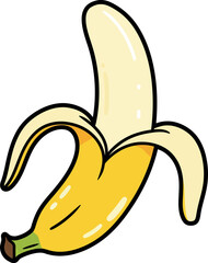 Cartoon Illustration of a Partially Peeled Banana for Food and Nutrition Concepts