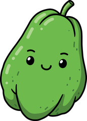 Cute Cartoon Pear with Smiling Face Illustration