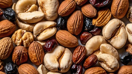 Healthy Mix of Nuts and Dried Fruits on Transparent Background