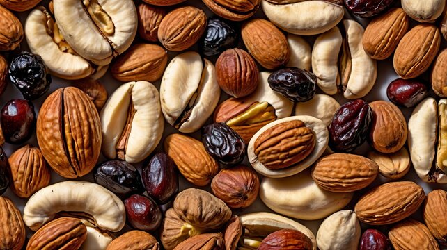 Healthy Mix of Nuts and Dried Fruits on Transparent Background
