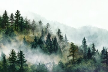 Misty mountain forest