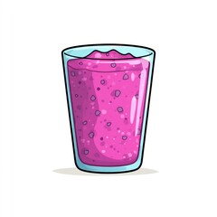 Vibrant Pink Smoothie in Clear Glass with Ice and Texture for Healthy Beverage Concept and Refreshing Drink Illustration