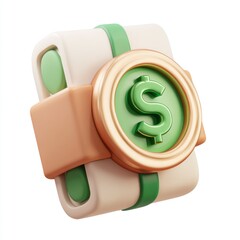 Creative and Colorful Money Clip with Dollar Symbol for Finance and Business Concepts in 3D Rendered Design