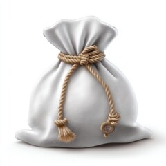 Soft White Fabric Bag Tied with a Natural Rope String for Storage and Decoration Purposes