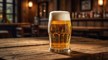 Refreshing Cold Beer on Rustic Wooden Table