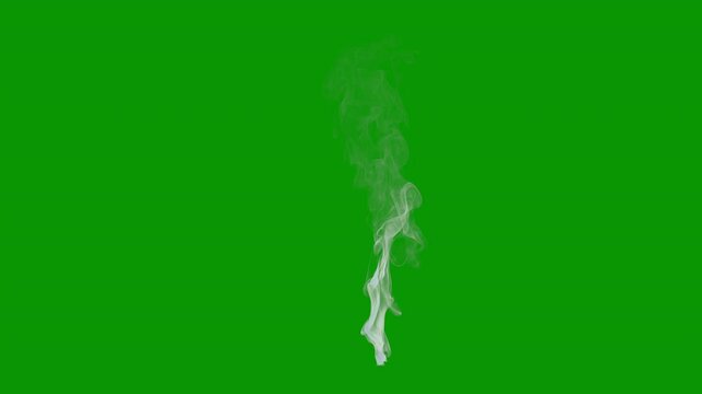 Wispy smoke rising 02, orthographic view, two speeds, 4k 24p, with green screen for transparent background