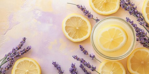 lemon and lavender lemonade. copy space