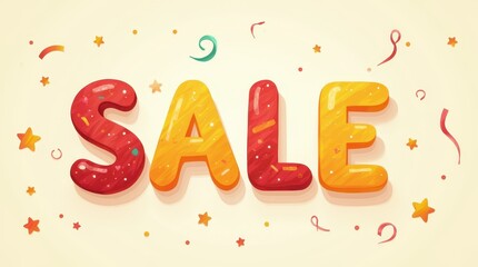 A cheerful and energetic graphic of the word 'SALE' in a whimsical, colorful style, perfect for promotional web banners and ads.

