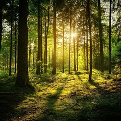 Obraz premium forest trees. nature green wood sunlight backgrounds