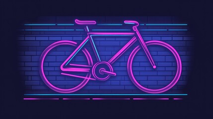 Fototapeta premium Neon bicycle against a brick wall