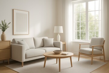 Cozy Modern Living Room with Minimalist Design and Natural Light