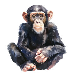 Naklejka premium watercolor vector of Chimpanzee, high quality, isolated on a white background.