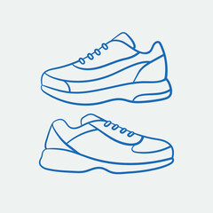 Hand-drawn sports shoes. Line art, ink, minimalist style. Vector illustration. Sport collection.