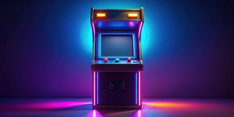 Retro arcade cabinet with glowing buttons, arcade machine, electronic games