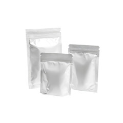 Three Blank White Stand-Up Pouches Mockup