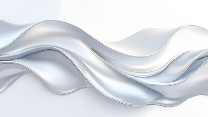 Smooth silver liquid fluid abstract shape with elegant flowing curves and shiny metallic texture in modern minimal style