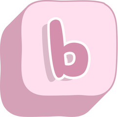 Letter b Pink 3D Alphabet Icon for Kids Learning and Cute Educational Design