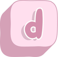 Letter d Pink 3D Alphabet Icon for Kids Learning and Cute Educational Design
