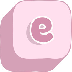 Letter e Pink 3D Alphabet Icon for Kids Learning and Cute Educational Design
