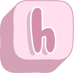Obraz premium Letter h Pink 3D Alphabet Icon for Kids Learning and Cute Educational Design