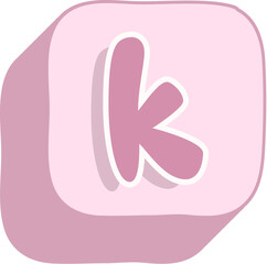 Letter k Pink 3D Alphabet Icon for Kids Learning and Cute Educational Design