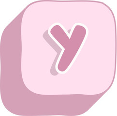 Letter y Pink 3D Alphabet Icon for Kids Learning and Cute Educational Design