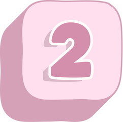 Number 2 Pink 3D Cartoon Digit Icon for Kids Learning and Cute Educational Design