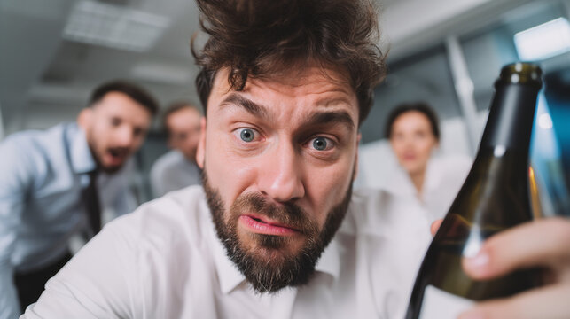 Drunk boss in office.