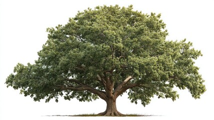 Majestic Oak Tree Isolated on White Background