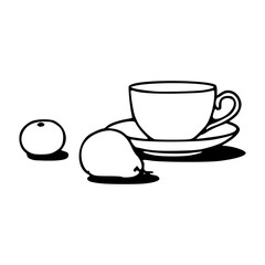 breakfast still life with coffee cup and pears