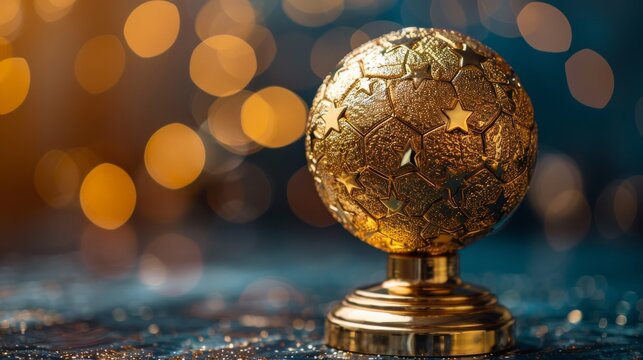 A stunning golden trophy glows in the light, set against a backdrop of soft bokeh, symbolizing achievement, celebration, and the pursuit of excellence in any endeavor.
