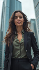 Latina Successful Businesswoman in Downtown São Paulo, Extreme Close-Up