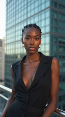 Mixed-Race Woman: Successful Businesswoman in Extreme Close-Up with Contemporary Chic Expression