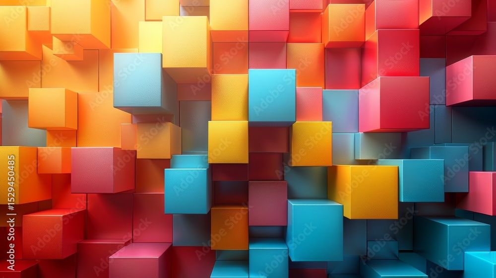 Aufkleber an abstract representation of colorful cubes in magnificent shades creating a visually striking patt
