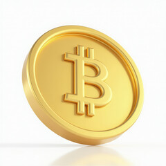 3D Golden Coin with Dollar and Bitcoin Symbols Spinning Floating