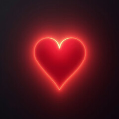 Single Red Heart Radiating Soft Glowing Light with Pink and Orange Gradients