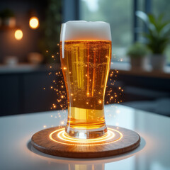 Tall Beer Glass Emoji — 3D Frothy Refreshing Drink