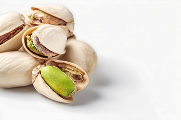 **Elegant Placement Of Shelled Pistachios, One Cracked To Reveal The Vibrant Green Nut. Perfect For Premium Dessert Ingredient Labeling, Artisan Nut Packaging, Or Middle Eastern Snack Advertisements. 