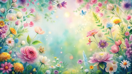 Colorful floral patterns with soft pastel hues and delicate brushstrokes