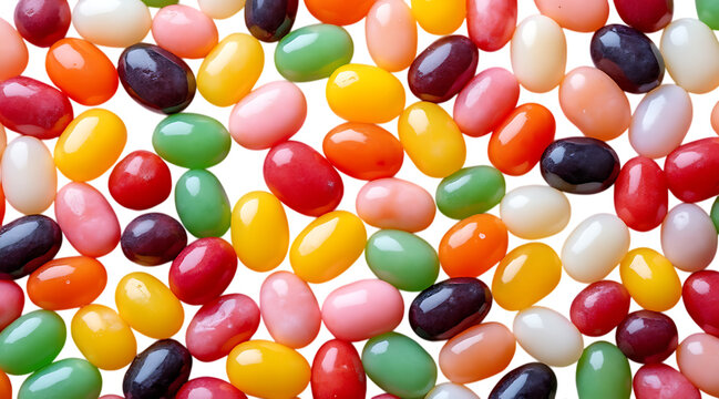 Colorful assorted jelly beans background texture