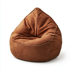 beanbag bean bag seat leather  chair isolated on transparent white background, clipping path