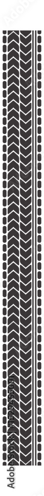 Poster close up view of a tire track forming a distinct vertical pattern against a clean white backdrop, em